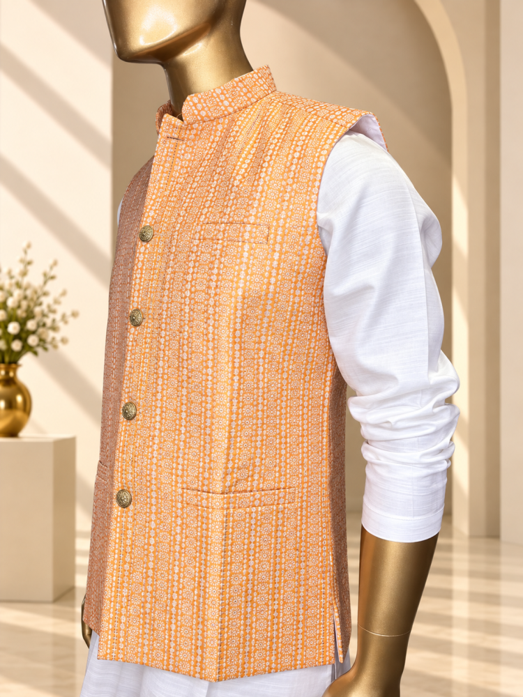 Peach Riwaayat Rekha Woven Koti - view 2