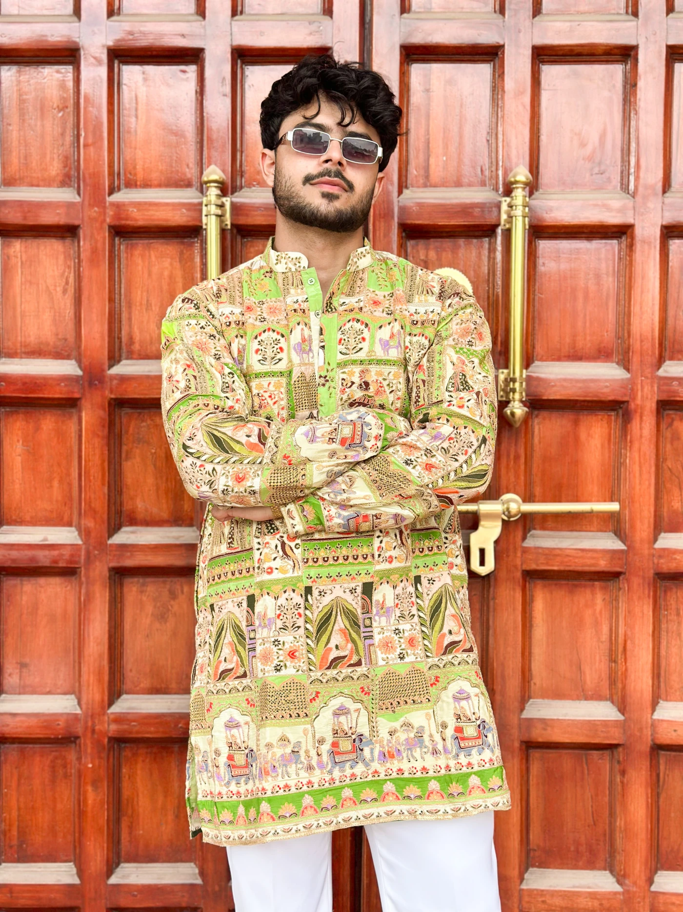 Mehndi Rangrez Darbaar Resham Embroidered Kurta