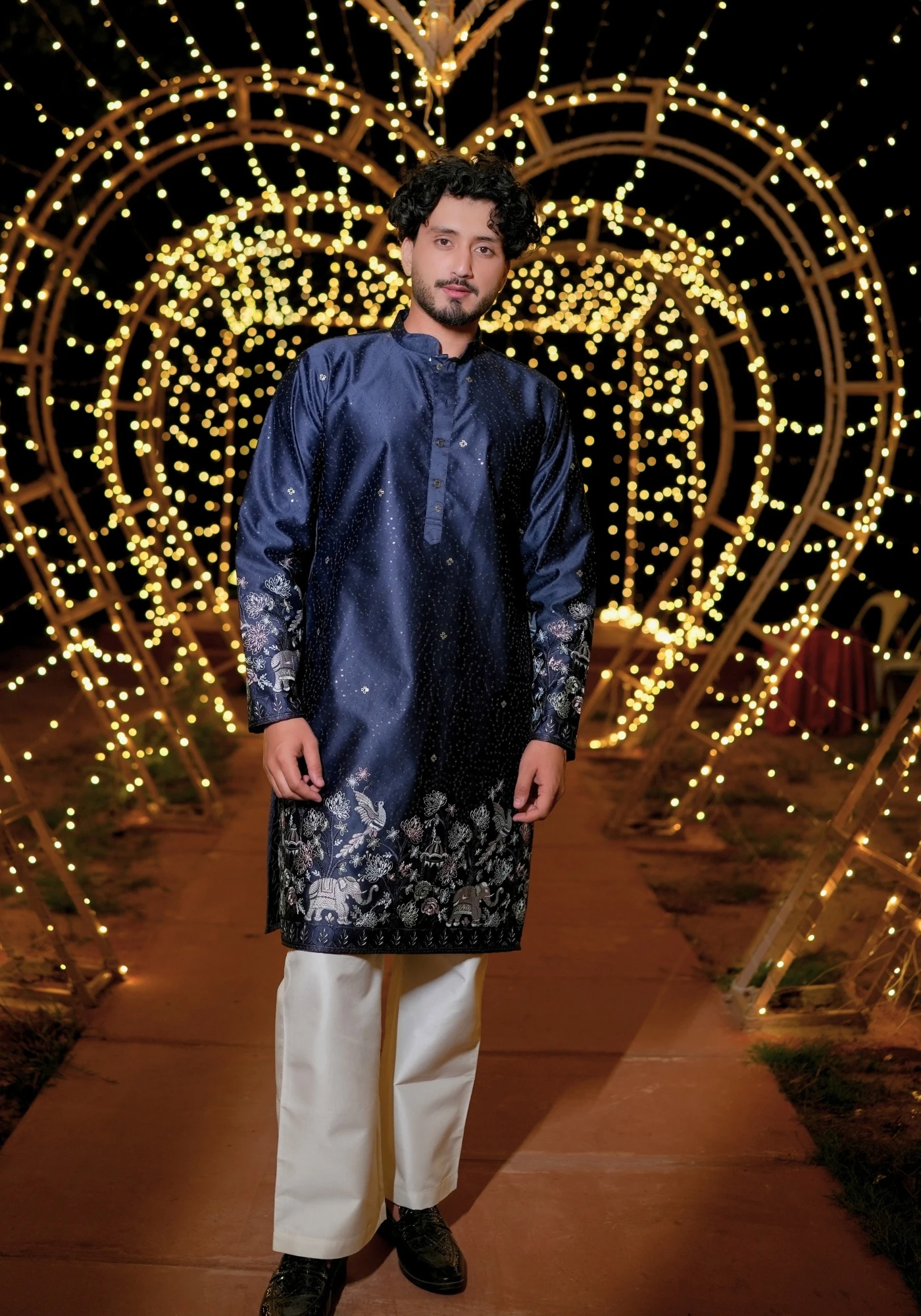 Blue Gulnaar Gulbaagh Embroidered Kurta - view 5
