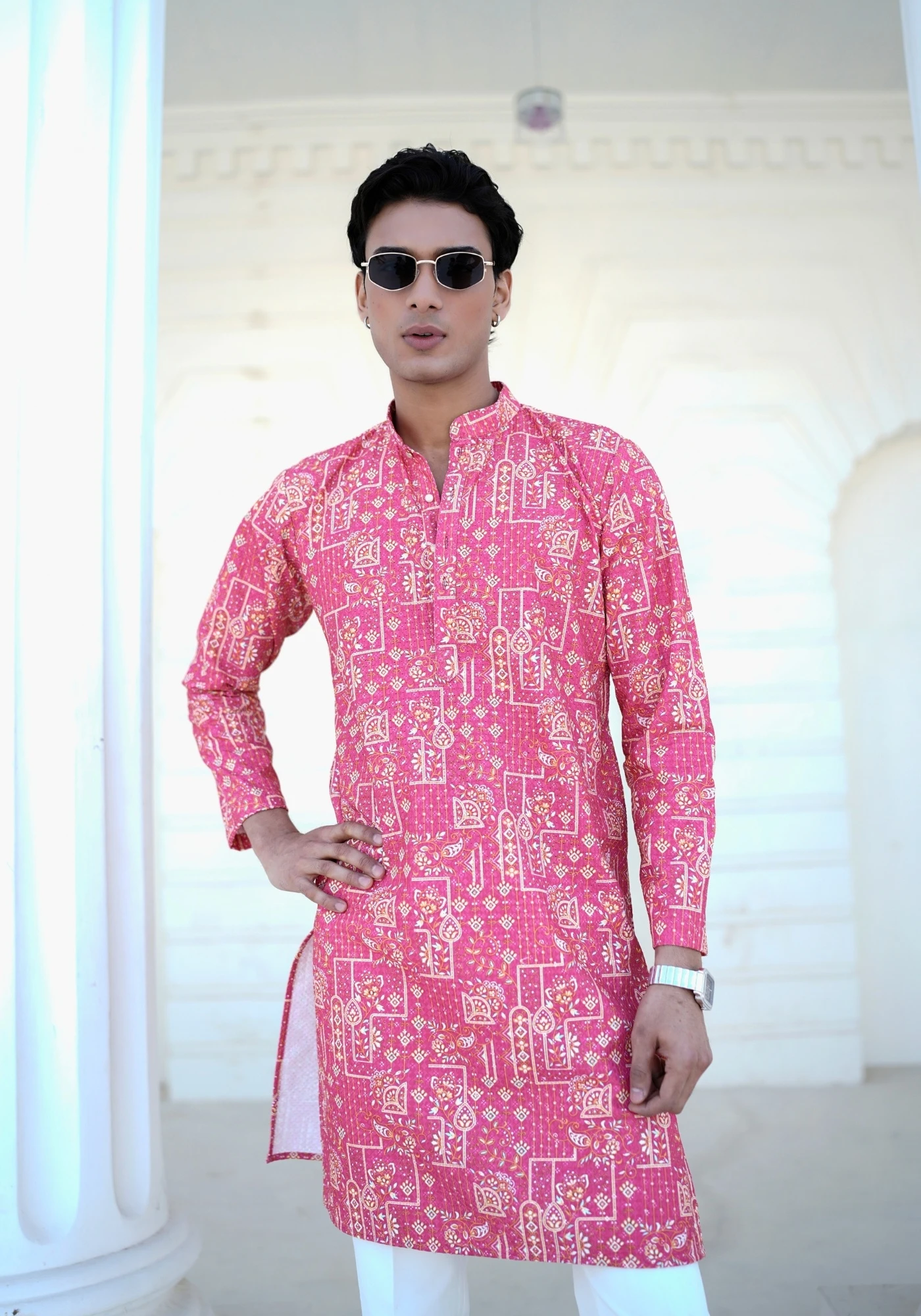 Hot Pink Raang Katha Chitralekha Printed Kurta - view 1