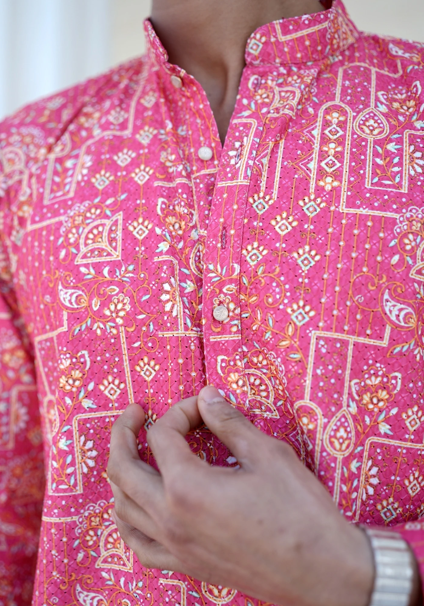 Hot Pink Raang Katha Chitralekha Printed Kurta - view 2