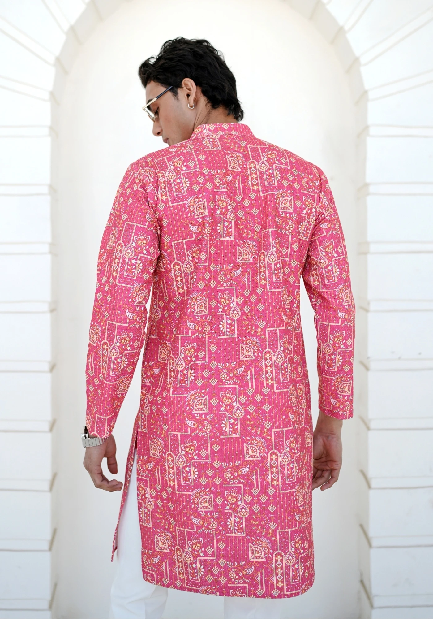 Hot Pink Raang Katha Chitralekha Printed Kurta - view 3