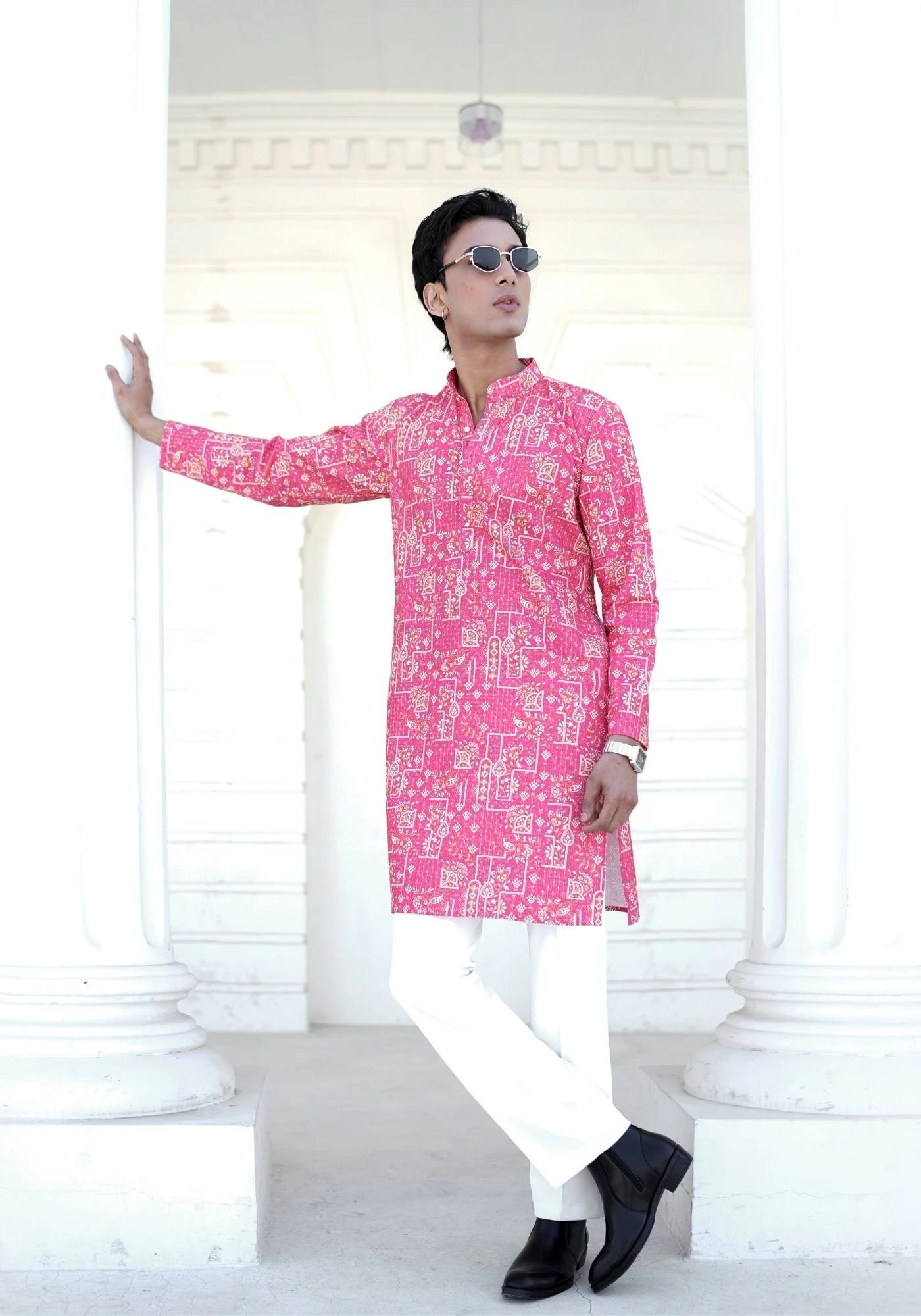 Hot Pink Raang Katha Chitralekha Printed Kurta - view 5