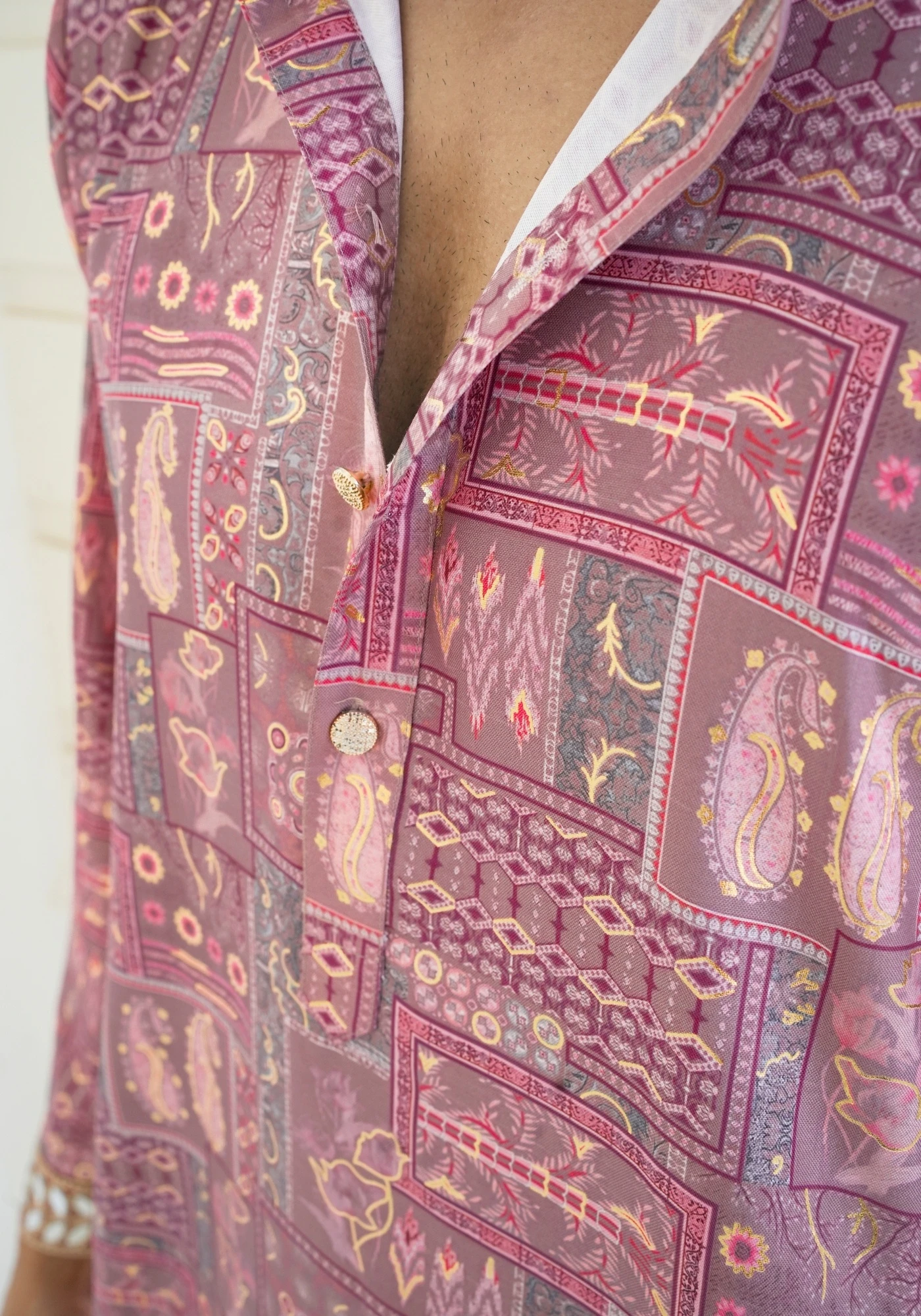Lavender Raang Katha Aaina Printed Kurta - view 2