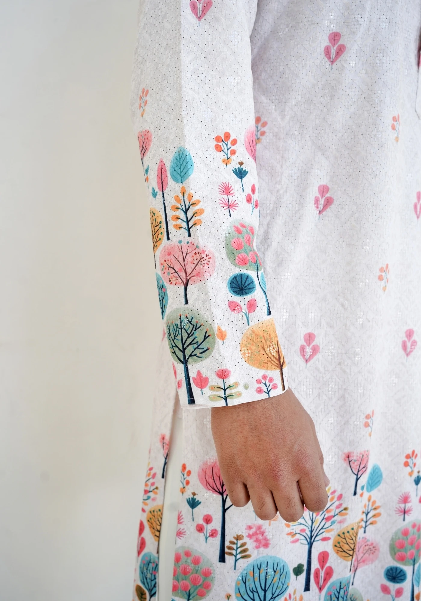 Off White Gulnaar Phoolbaari Printed Kurta - view 2