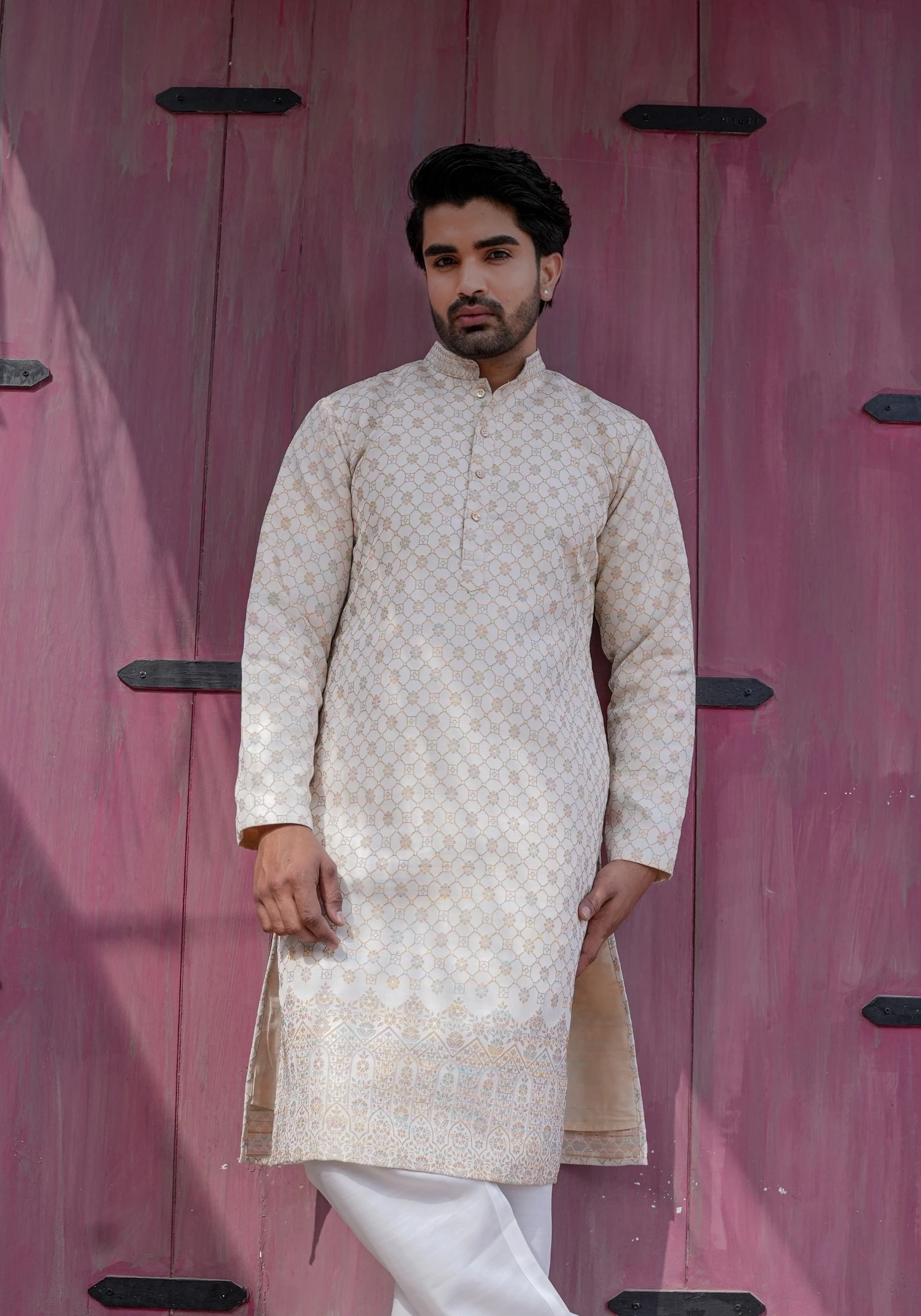 Cream Nazakat Belrekha Jacquard Kurta - view 1