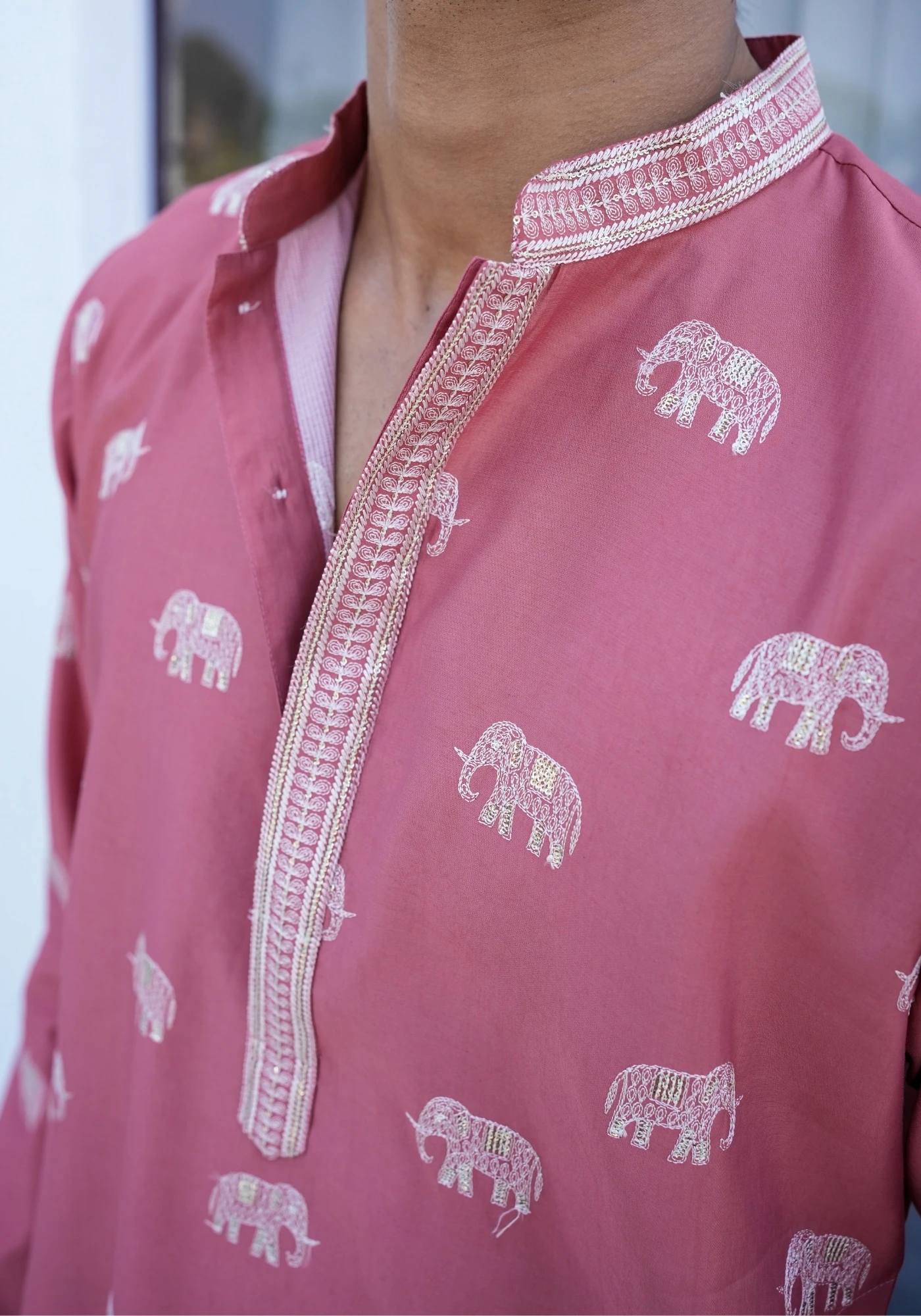 Rose Pink Raang Katha Gajrekha Embrodiered Kurta - view 2