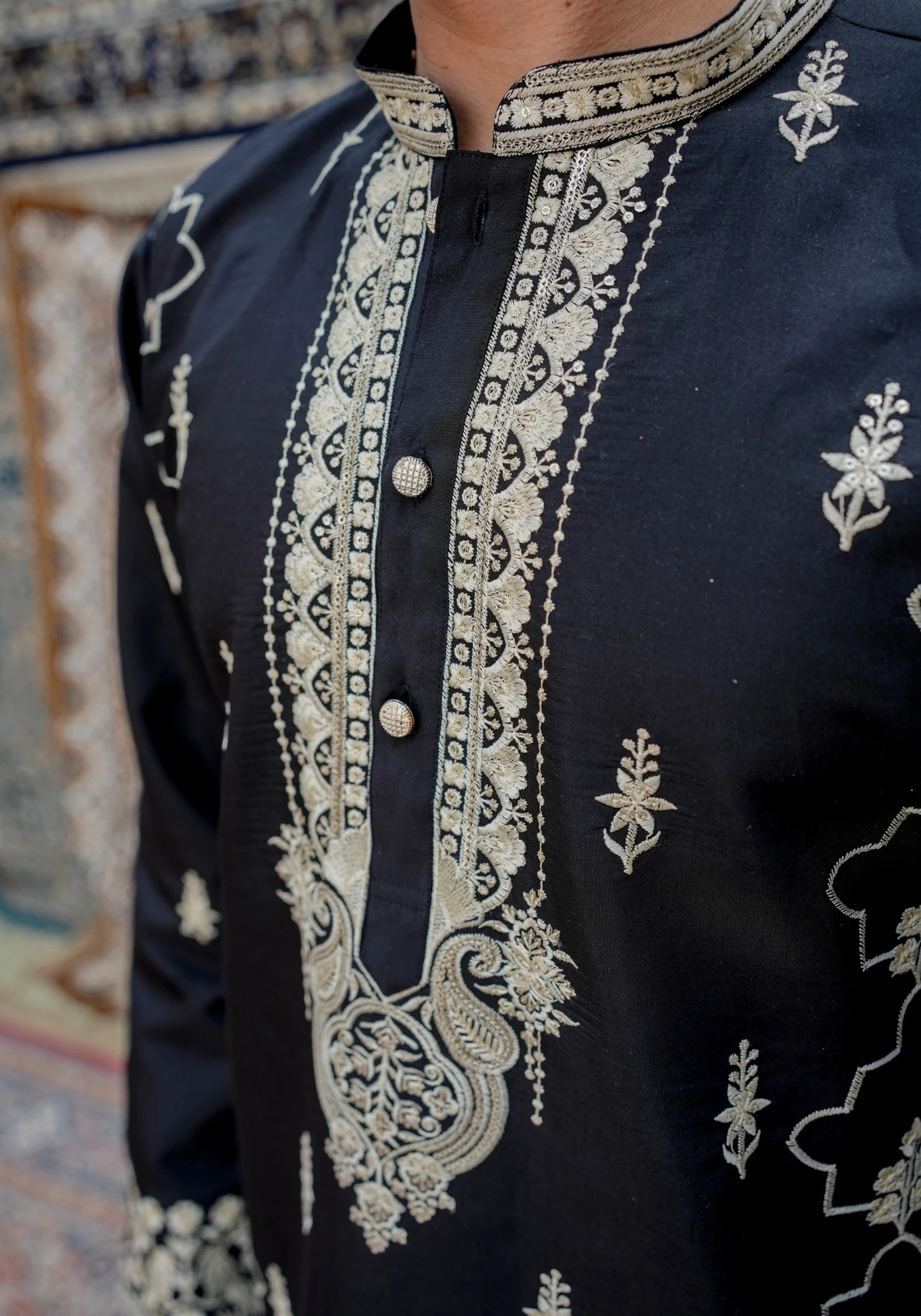 Midnight Black Gulnaar Mehraab Embroidered Kurta - view 2
