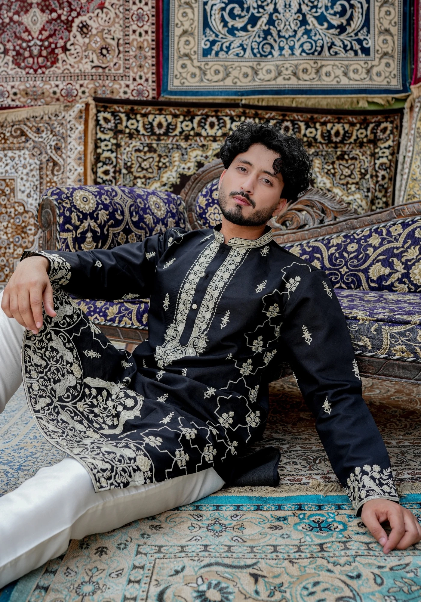 Midnight Black Gulnaar Mehraab Embroidered Kurta - view 4