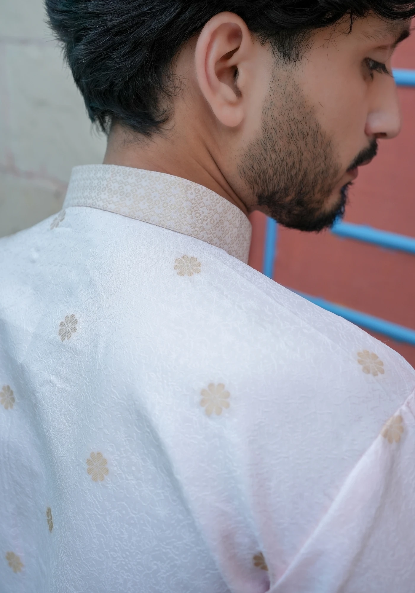 Pink Bunaavat Pashu Baagh Jacquard Front Open Kurta - view 6