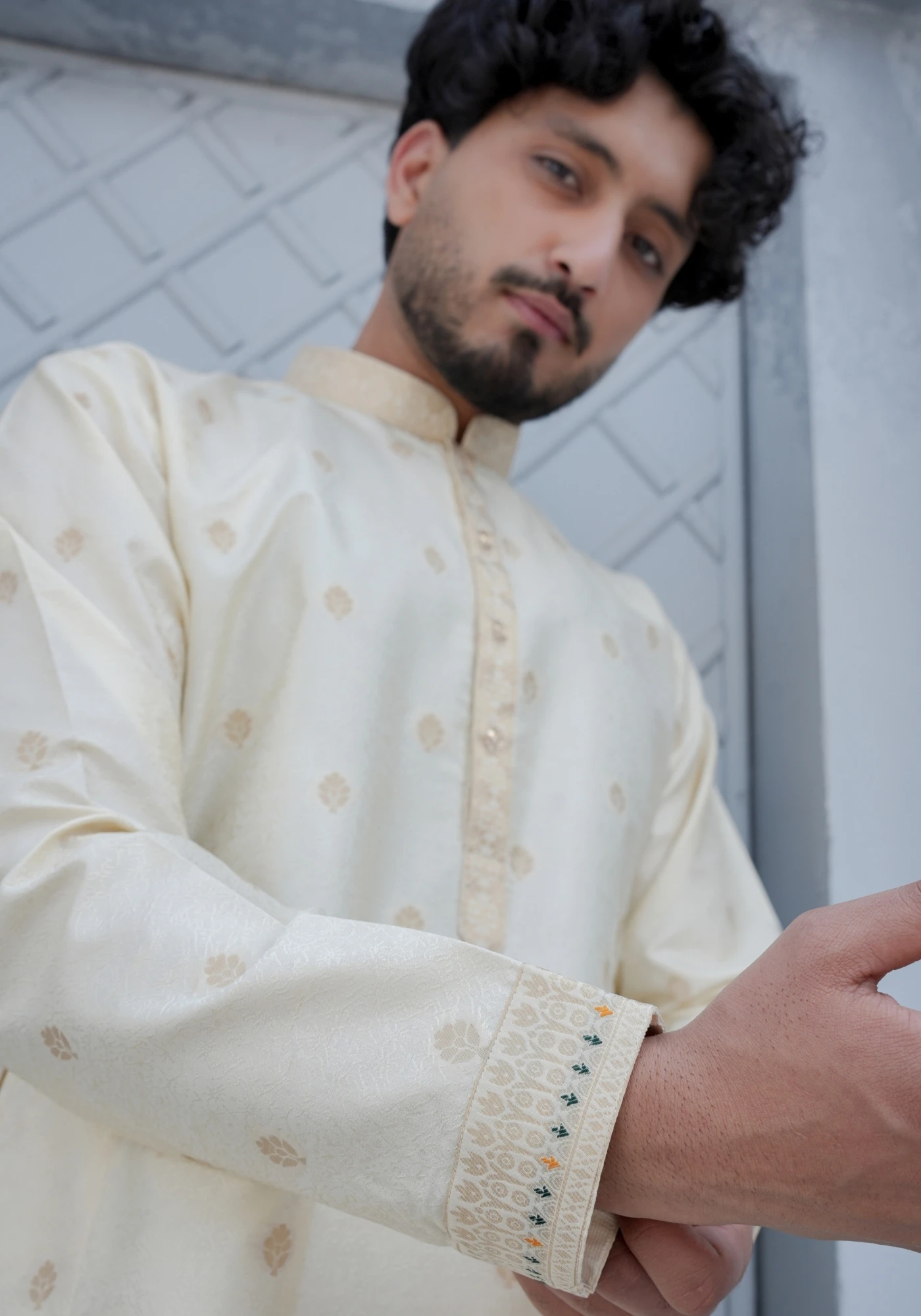 Ivory Cream Gulnaar Shikhar Jacquard Kurta - view 2