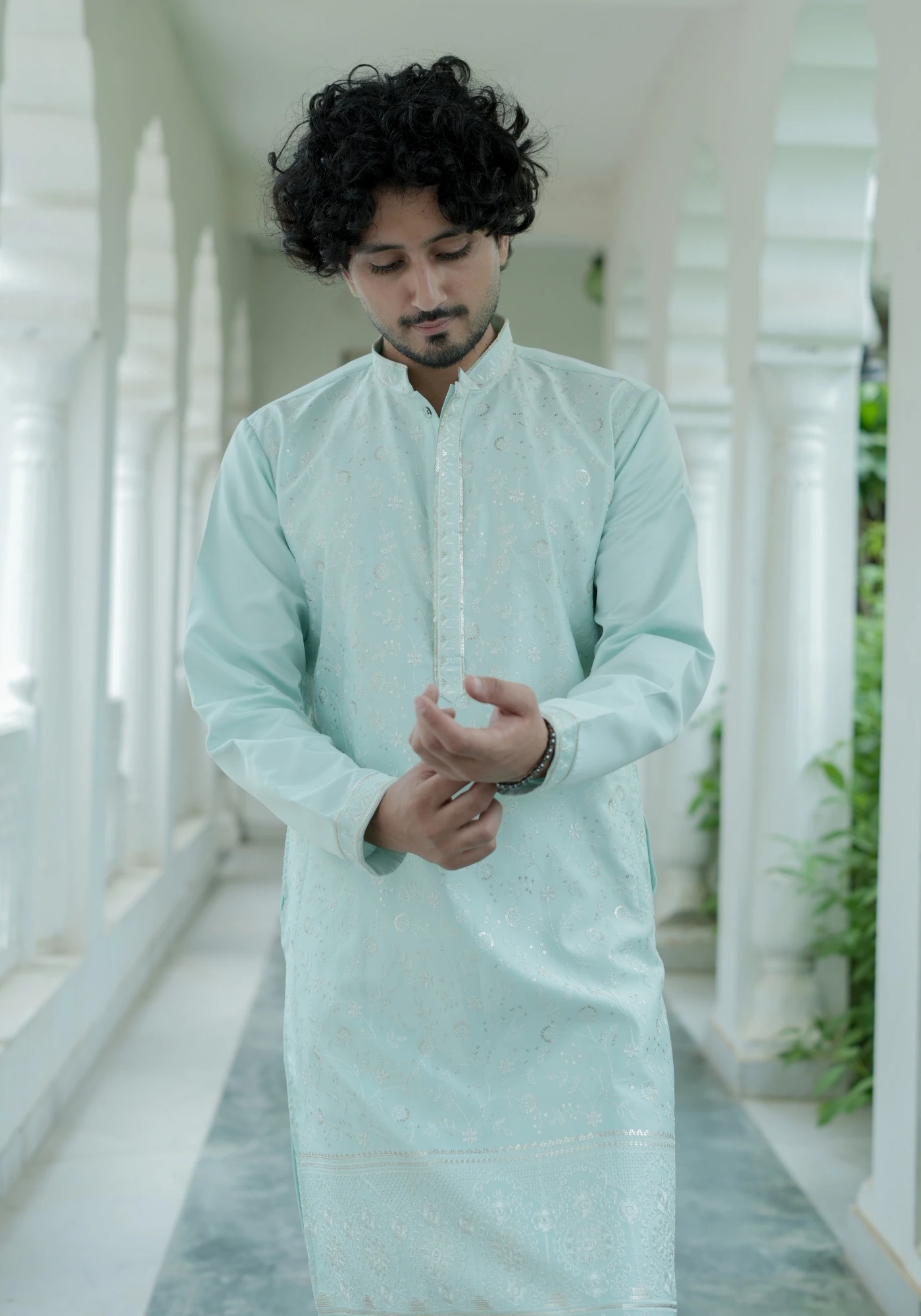 Sea Green Noorjaal Chandni Embroidered Kurta Pant with Dupatta - view 2