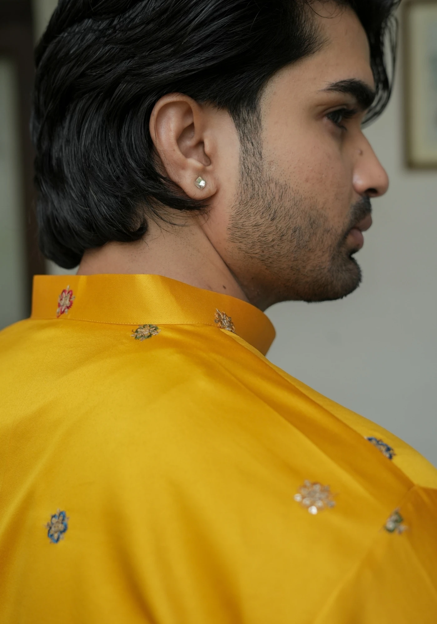 Mustard Yellow Noorjaal Gulrang Embroidered Kurta - view 5