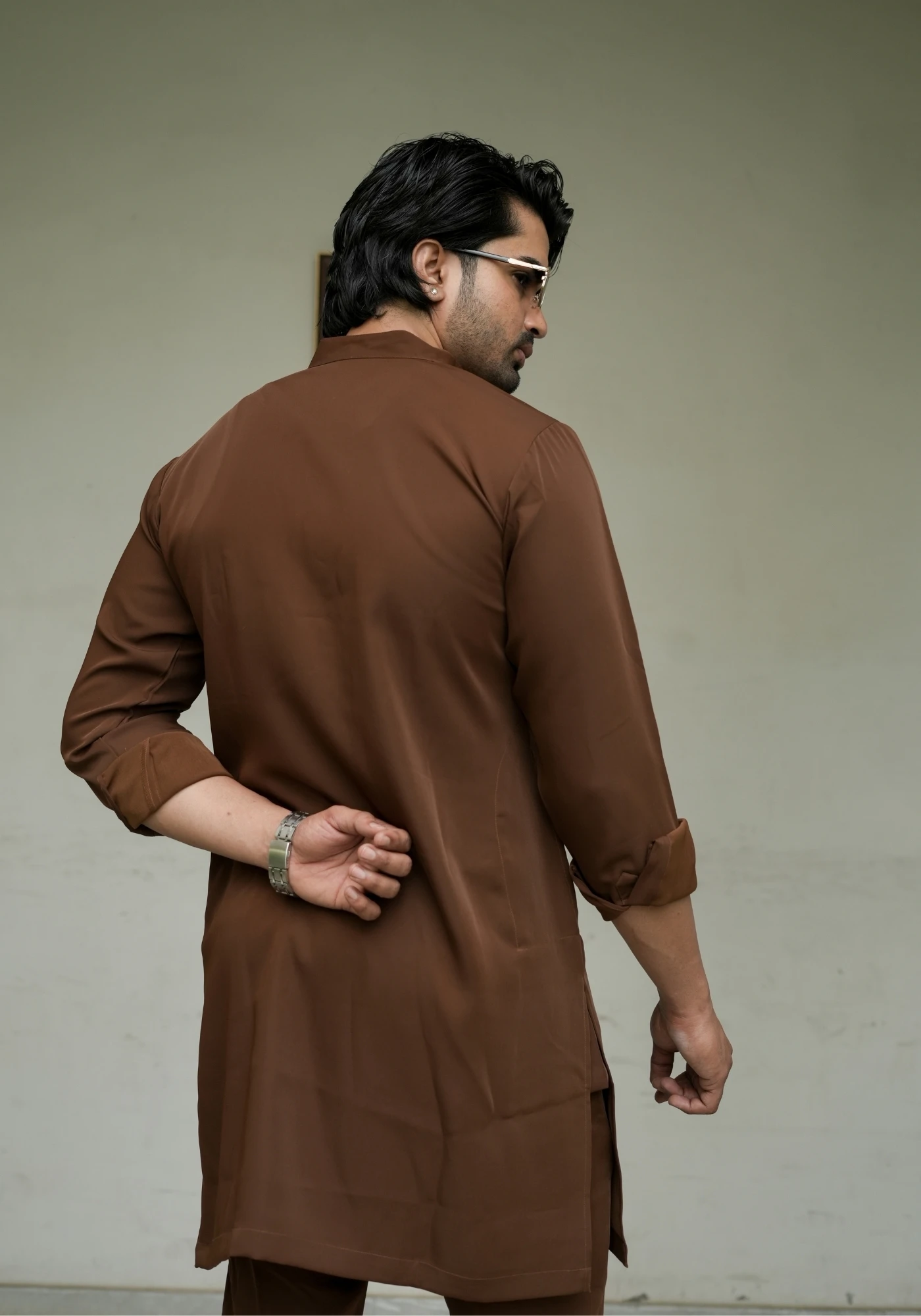 Walnut Brown Riwaayat Shastra Pathani Kurta Pant Set - view 3