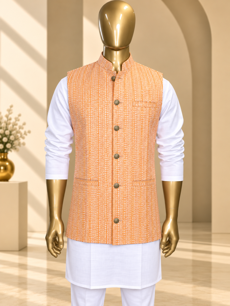 Peach Riwaayat Rekha Woven Koti - view 1