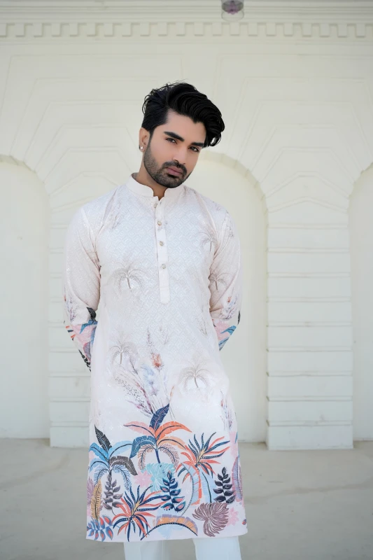 Off White Gulnaar Vanraaj Printed Kurta
