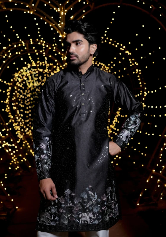 Black Gulnaar Gulbaagh Embroidered Kurta