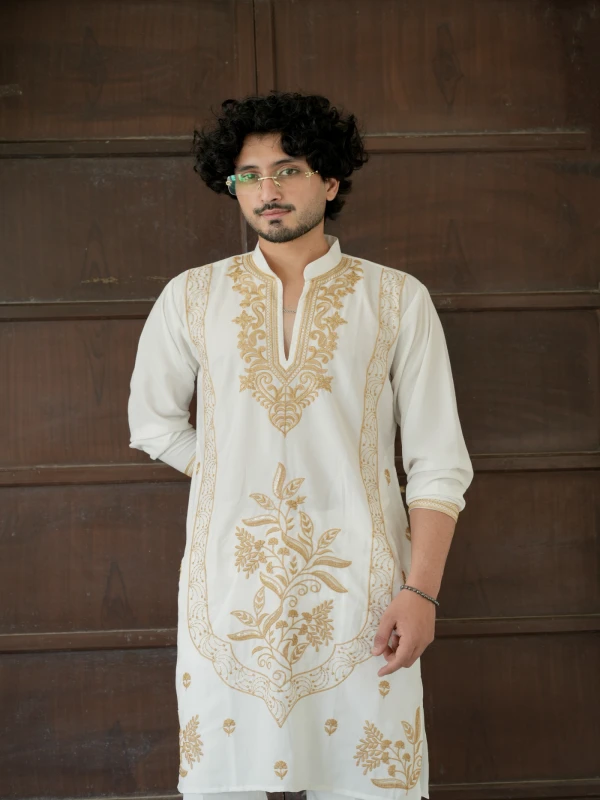 Ivory Gulnaar Gulkaar Embroidered Kurta