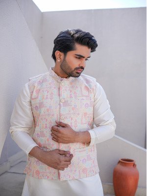 Heritage Pastel Riwaayat Qilaa Woven Koti Kurta Set