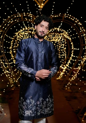 Blue Gulnaar Gulbaagh Embroidered Kurta - Blue