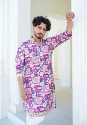 Orchid Purple Raang Katha Aaina Printed Kurta