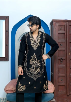 Black Gulnaar Gulkaar Embroidered Kurta