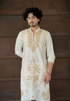 Ivory Gulnaar Gulkaar Embroidered Kurta - Ivory