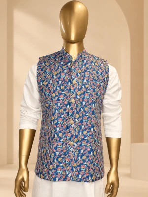 Royal Blue Riwaayat Sequin Embroidered Koti - Blue